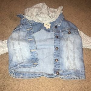 Jean Jacket w/ Grey Sleeves/Hood